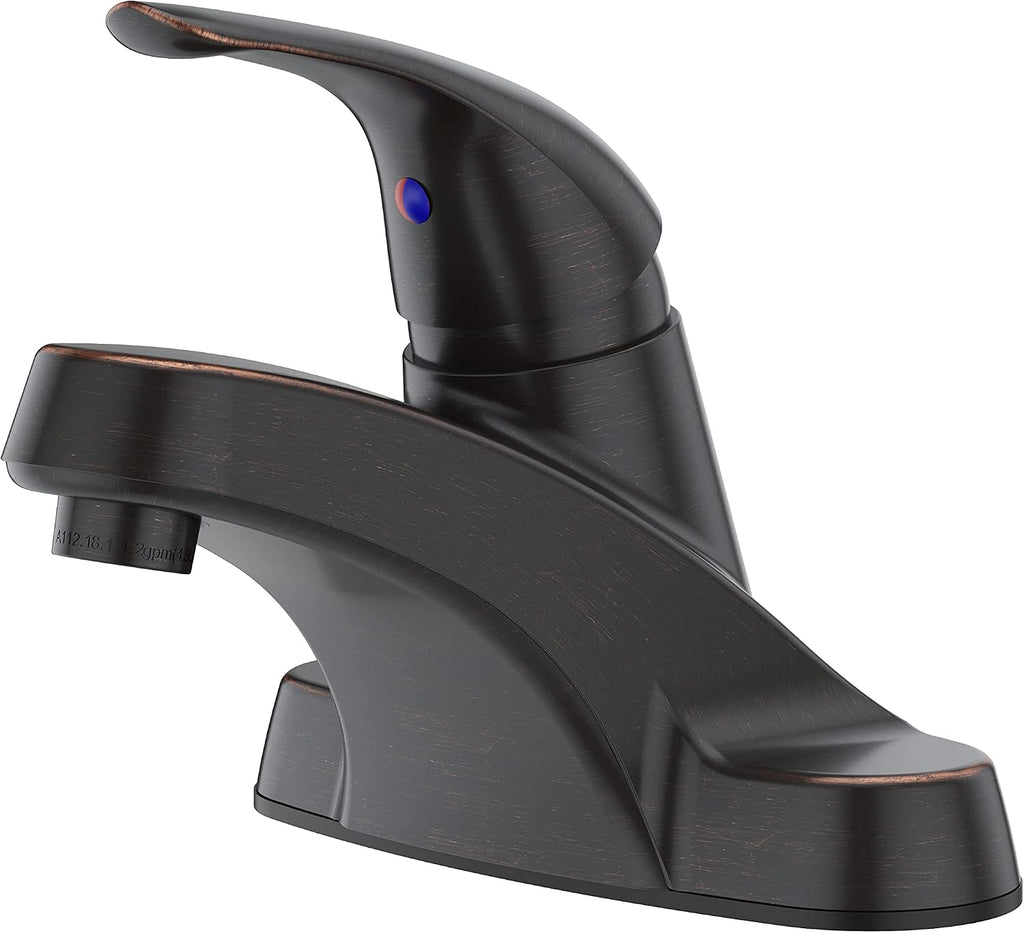 Pfister LG142800Y Pfirst Series Single Control 4 Inch Centerset Bathroom Faucet in Tuscan Bronze, Water-Efficient Model