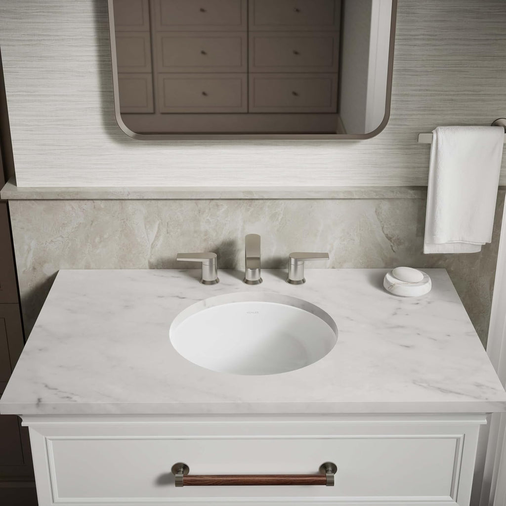 KOHLER K-29000-0 Caxton Undercounter Bathroom Sink, Round, White