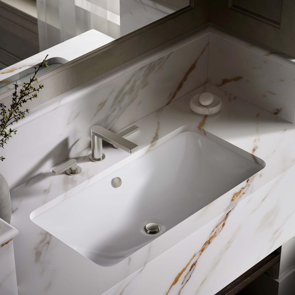 KOHLER K-20212-0 Bathroom Sinkiron Plains large Rectangular Basin., White