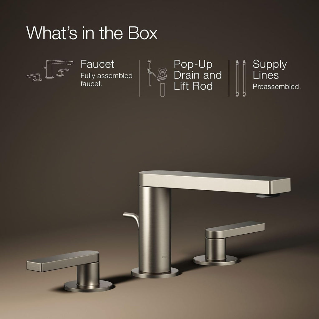Kohler 73060-4-BN Composed® Widespread Bathroom Sink Faucet with Lever Handles, 1.2 gpm, Vibrant Brushed Nickel