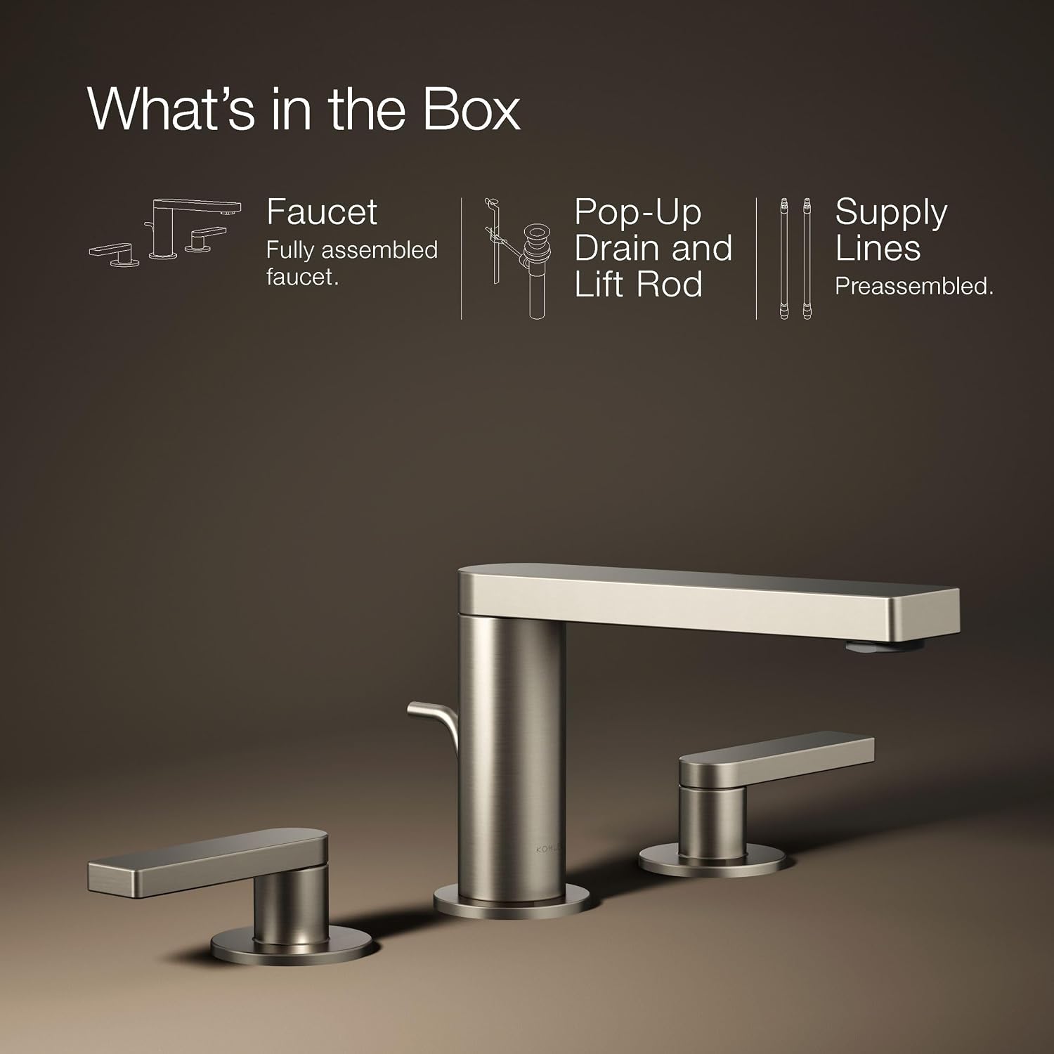 Kohler 73060-4-BN Composed® Widespread Bathroom Sink Faucet with Lever Handles, 1.2 gpm, Vibrant Brushed Nickel