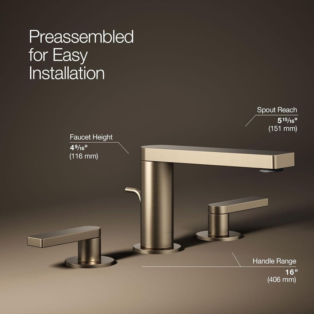Kohler 73060-4-BV Composed® Widespread Bathroom Sink Faucet with Lever Handles, 1.2 gpm, Vibrant Brushed Bronze