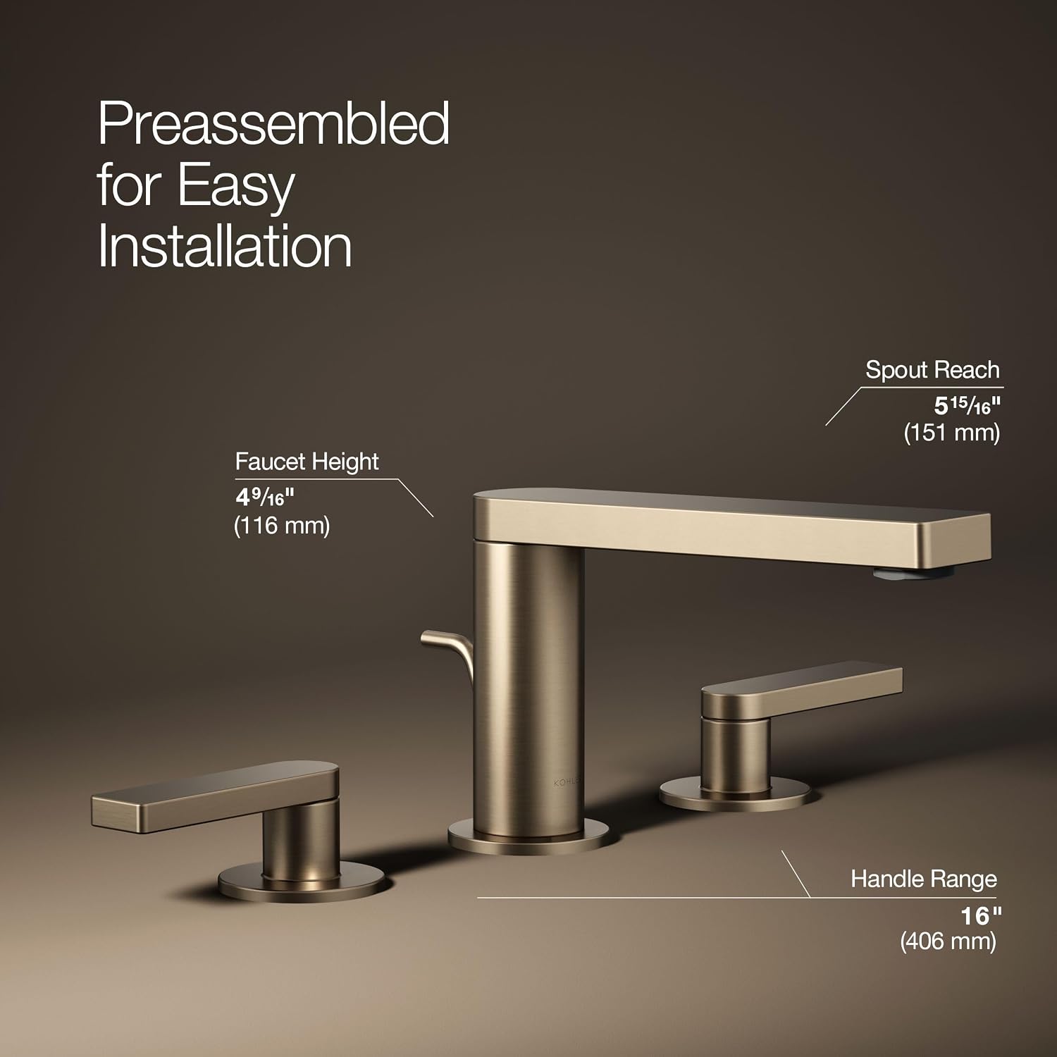 Kohler 73060-4-BV Composed® Widespread Bathroom Sink Faucet with Lever Handles, 1.2 gpm, Vibrant Brushed Bronze