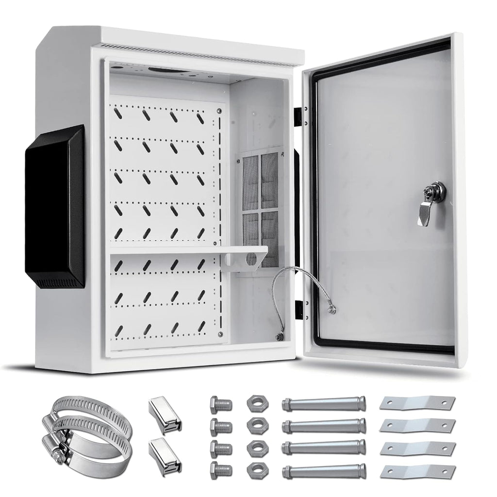 Outdoor Electrical Box, Cold-Rolled Steel Plate, Aluminum Alloy Back Beam, One-Piece Ventilation Design, IP65 Waterproof, Wall/Pole Mounted (19.6' x 15.7' x 7.9)