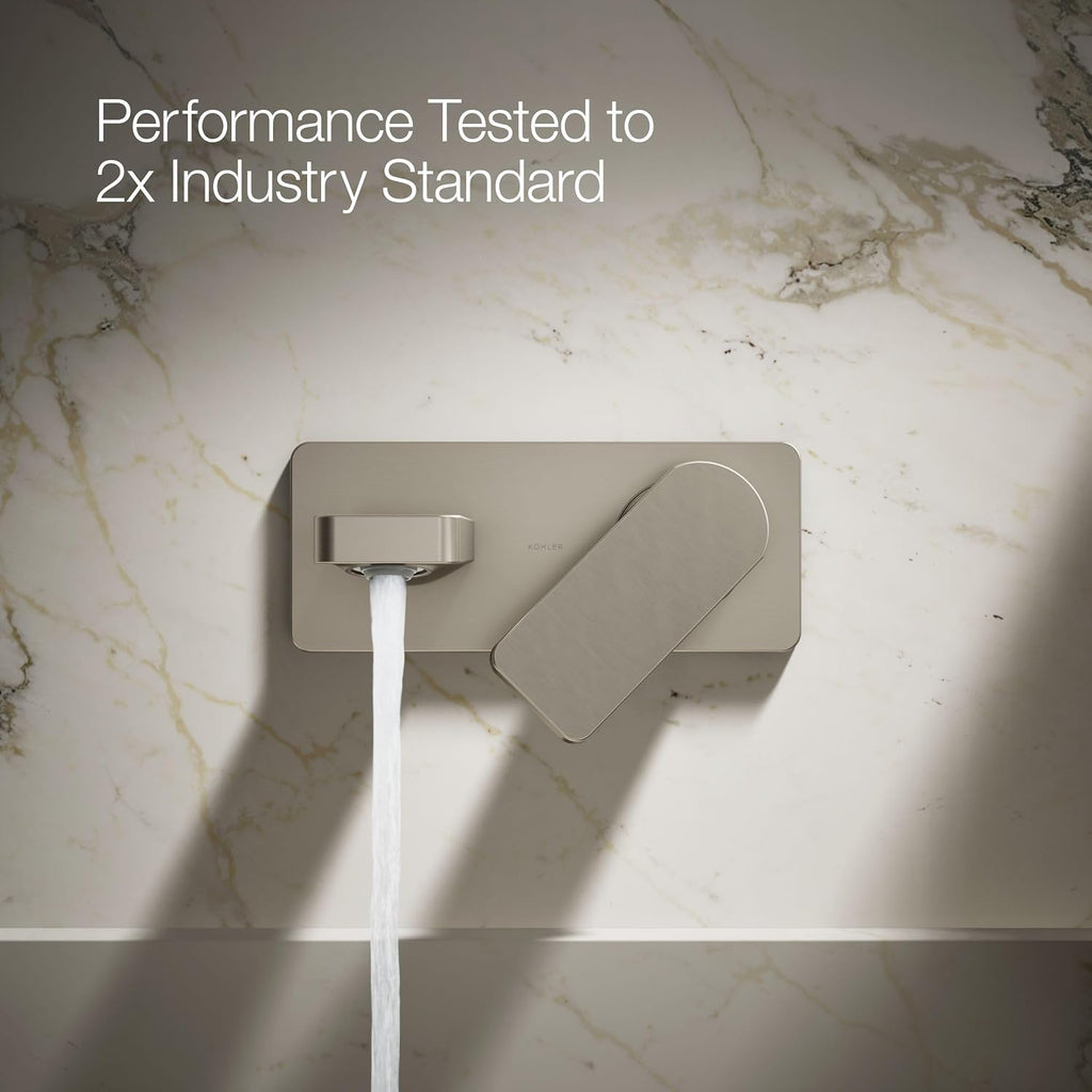 Kohler 22567-4-BN Parallel® Wall-Mount Single-Handle Bathroom Sink Faucet, 1.2 gpm, Vibrant Brushed Nickel