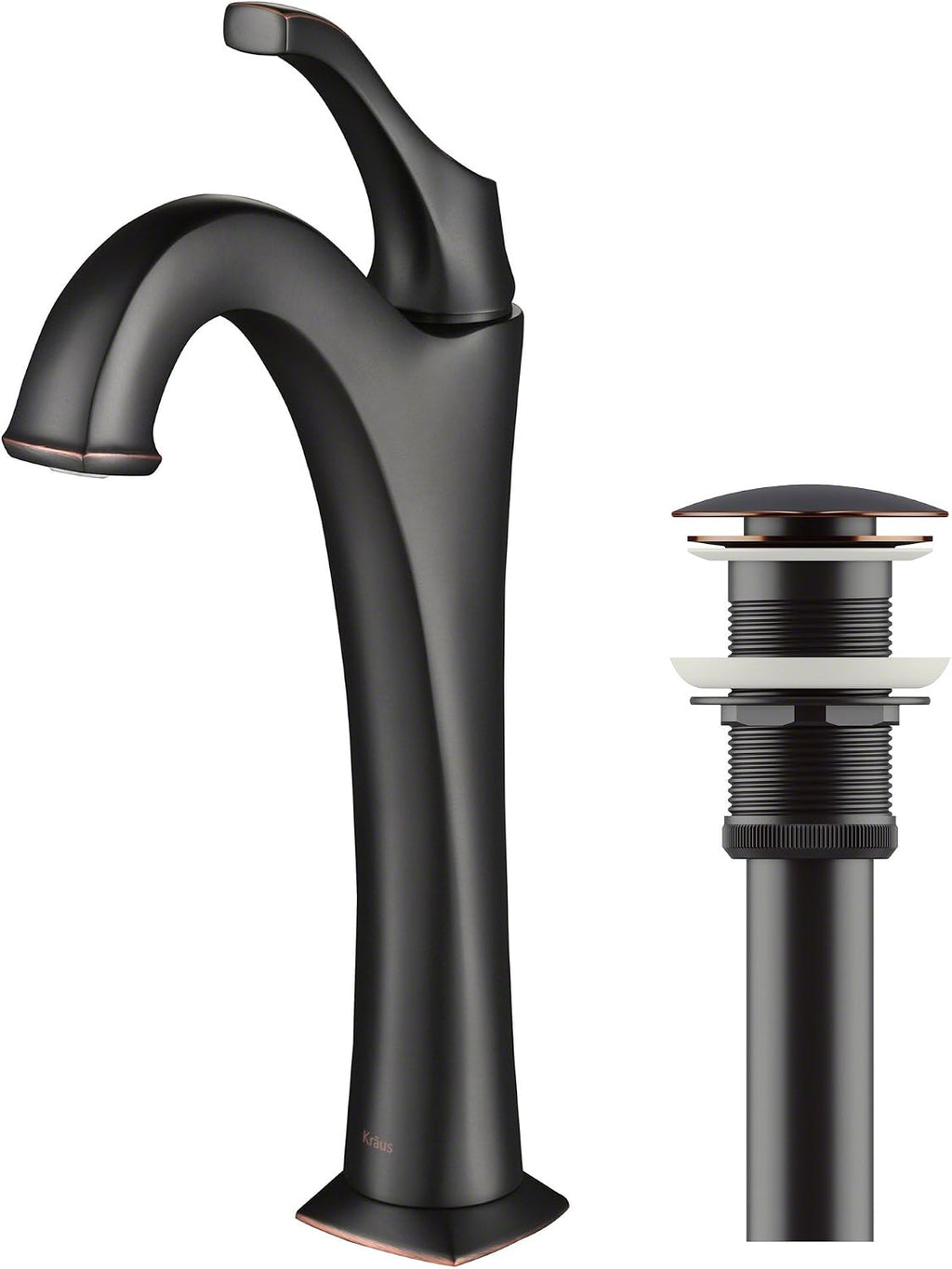 KRAUS KVF-1200ORB Arlo Single Handle Vessel Bathroom Faucet with Pop Up Drain, Oil Rubbed Bronze
