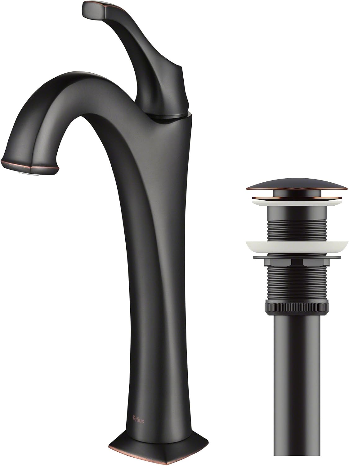 KRAUS KVF-1200ORB Arlo Single Handle Vessel Bathroom Faucet with Pop Up Drain, Oil Rubbed Bronze