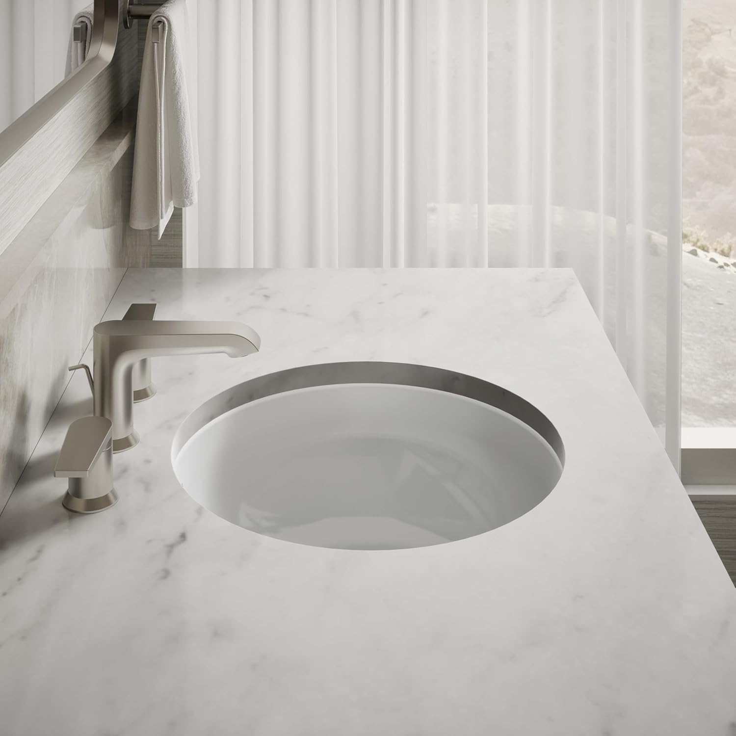 KOHLER K-29000-0 Caxton Undercounter Bathroom Sink, Round, White