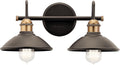 Kichler Clyde 2-Light Bathroom Vanity Light Fixture with Vintage Industrial Design in Olde Bronze, Wall Mount Over Mirror Lighting for Bathroom (7.25' x 17' x 8.25'), 45944OZ