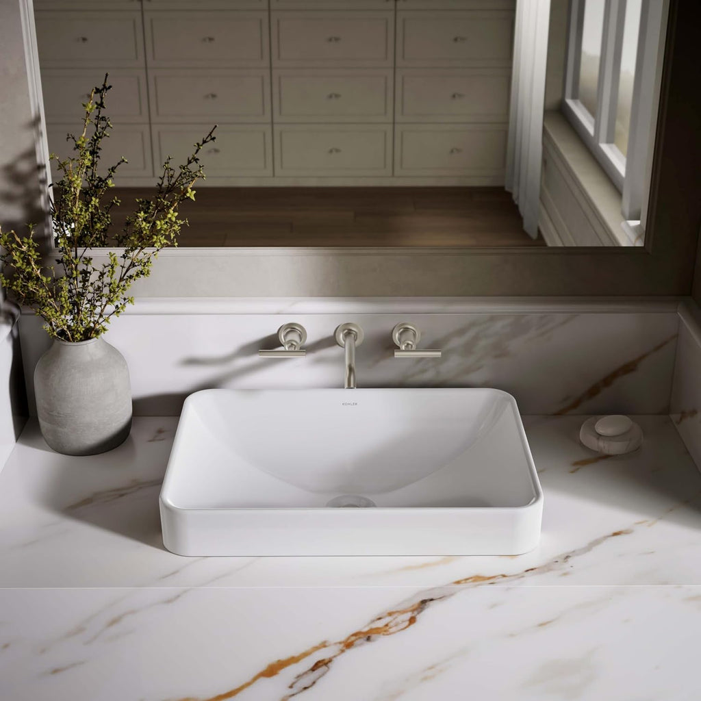 KOHLER 5373-0 Vox Rectangle Vessel Bathroom Sink, Vitreous China¬†, 22-5/8' W X 16-1/8'L, White