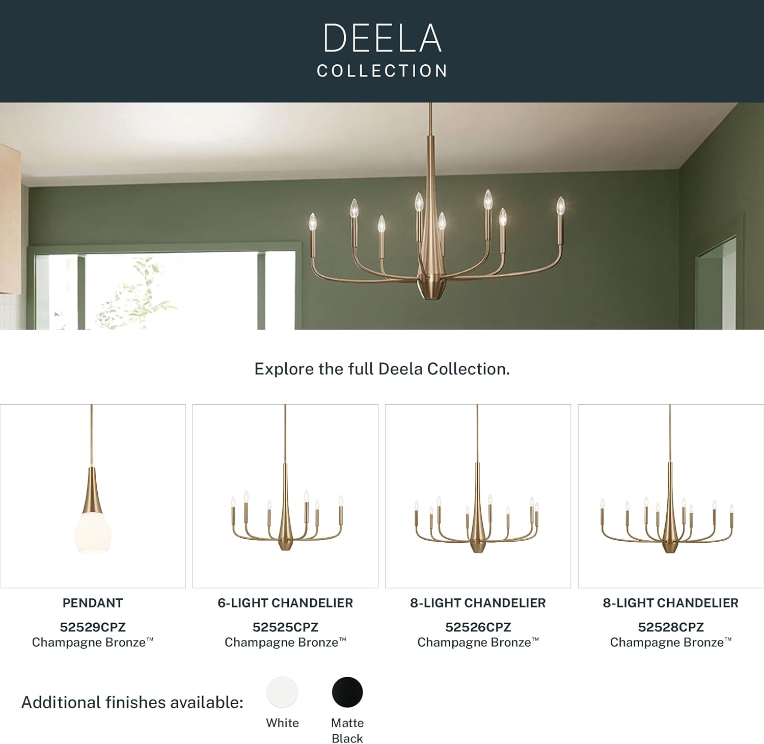 Kichler Deela Single Pendant Light Fixture for Kitchen Island with Satin Etched Cased Opal Glass in Champagne Bronze, Modern Hanging Lamp (7' x 17'), 52529CPZ