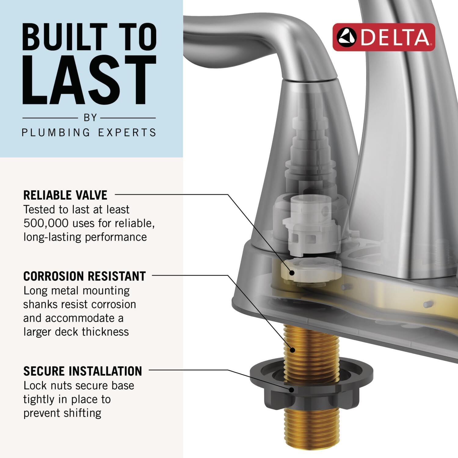 Delta Nicoli Centerset Chrome Bathroom Faucet with Sprayer, 4 Inch 3 Hole Bathroom Sink Faucet with Pull Out Sprayer, Push-Pop Drain, Chrome 25849LF-PD