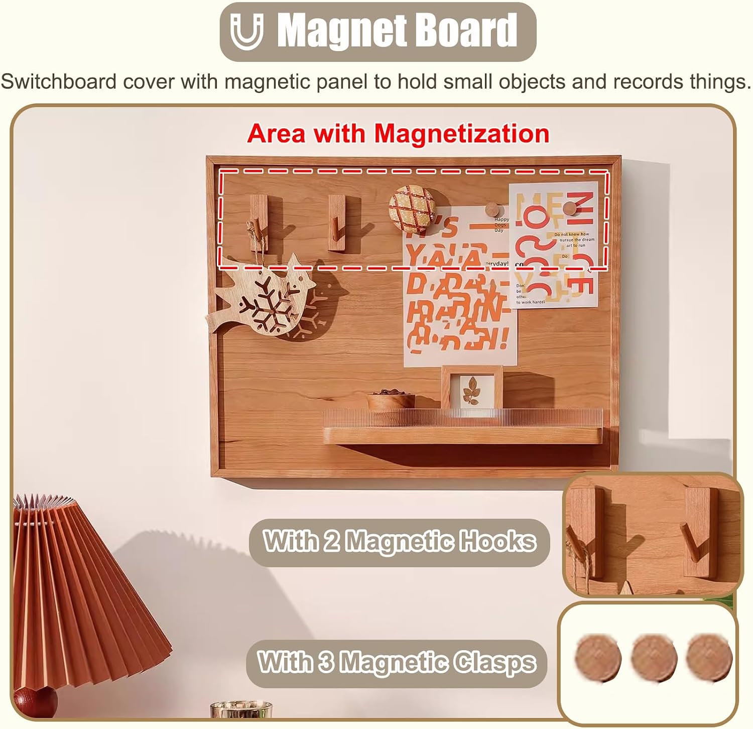 Wooden Meter Box Cover Indoor, Magnetic Circuit Breaker Box Cover for Decorative Wall, Shelf Electrical Panel Cover for Consumer Distribution Box(Walnut,40x50cm(15 3/4x19 3/4'))