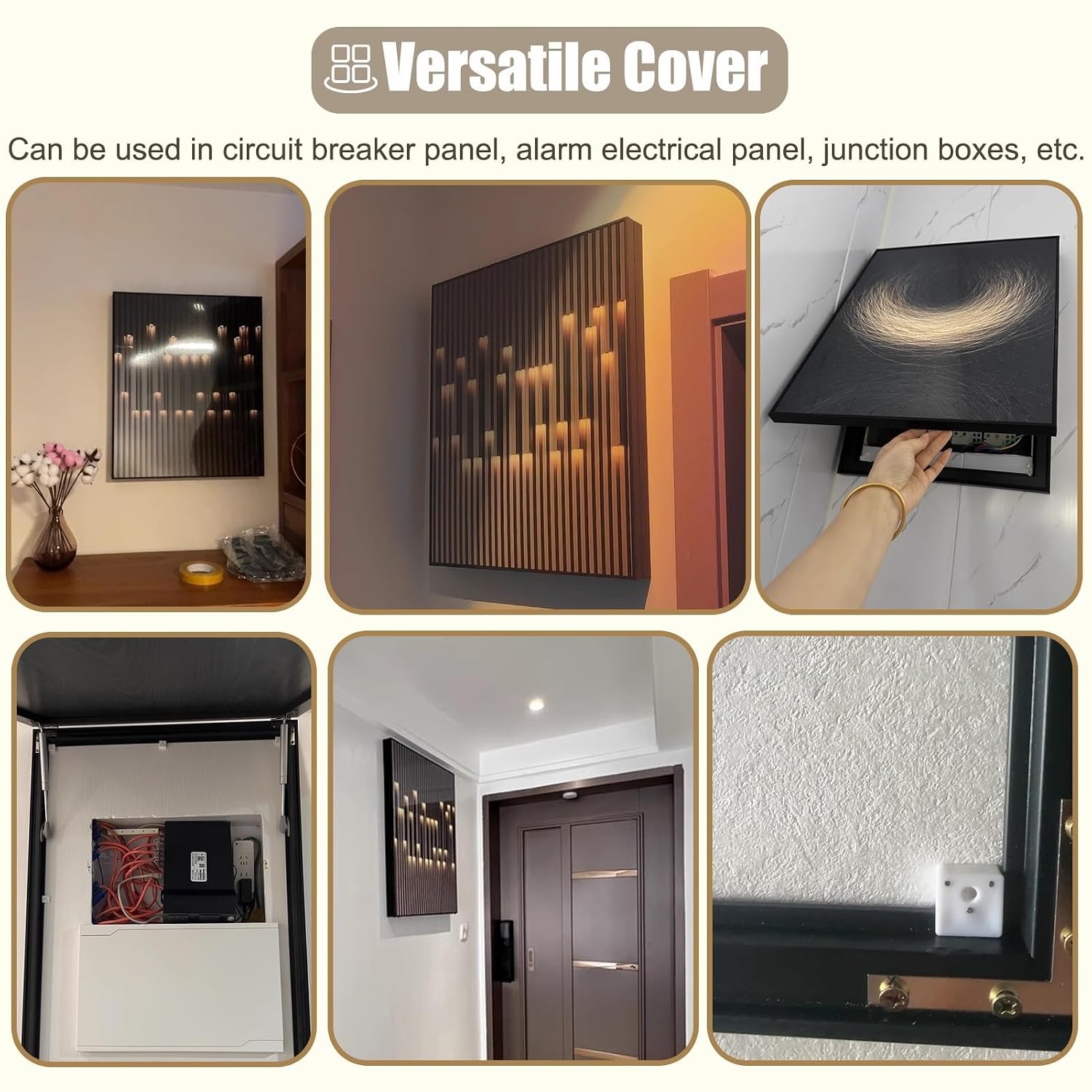 Gray Solid Color Electrical Panel Cover, Wall-Mounted Push-Pull Design, Durable Veal Hide Decorative Corner Unit Box Cover for Hotels, 60x80cm (23.6x31.5)