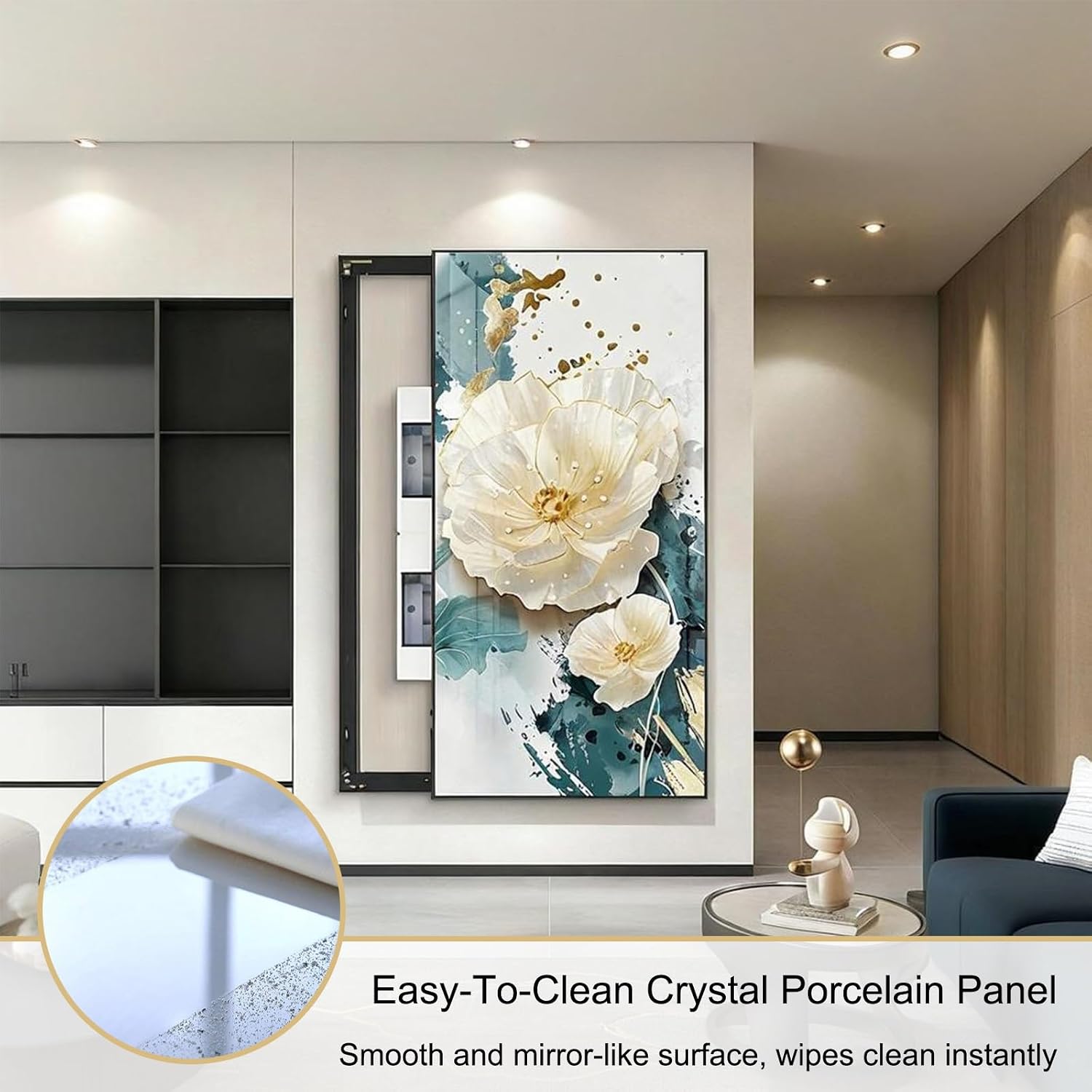 JHDXL Electric Meter Box Decorative Painting, Fuse Box Cover Cabinet, Crystal Porcelain Painting, Abstract Art Graphic Design, for Home Room Wall Decoration(Black2,140 * 70cm/55.12 * 27.6in)
