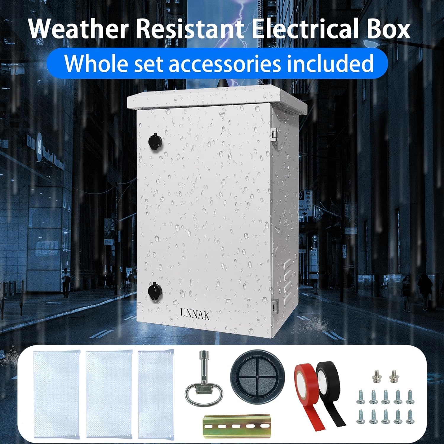 Outdoor Electrical Box NEMA Enclosure - 23.6x15.7x11.8 Weatherproof Network Exterior Box Ventilated hinged Outdoor Galvanized Electrical Ventilation Design(600 * 400 * 300mm)
