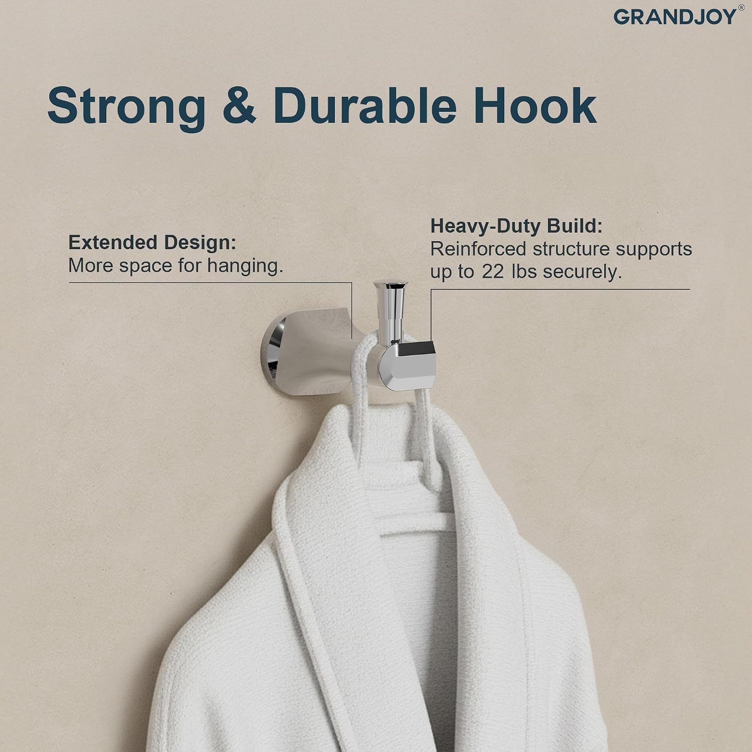 4-Piece Polished Chrome Bathroom Hardware Set, 304 Stainless Steel Rustproof Wall Mounted, 24 Inch Double Towel Rack, Towel Ring, Robe Hook, Toilet Paper Holder