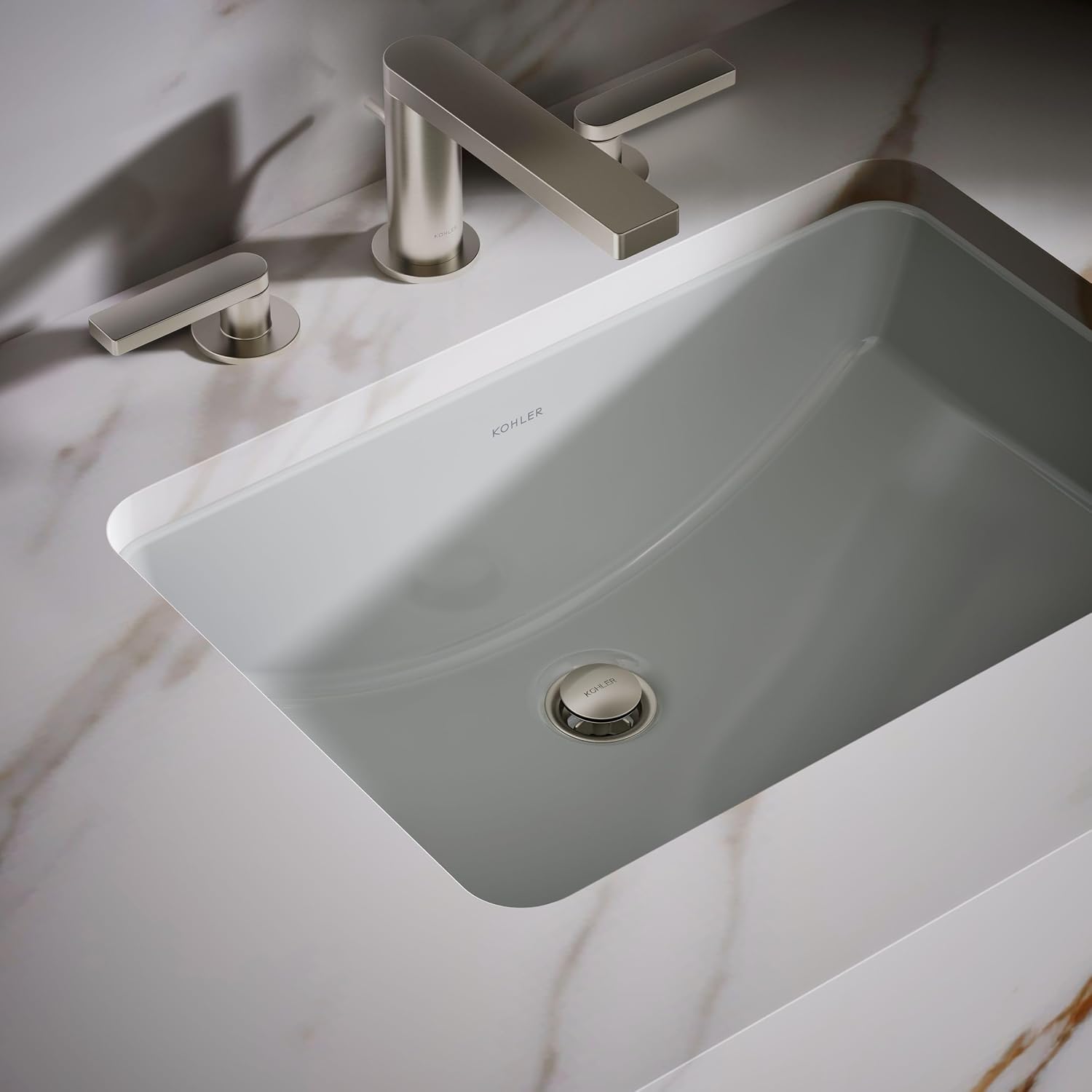 Ladena Rectangular Undermount Sink in Ice Grey