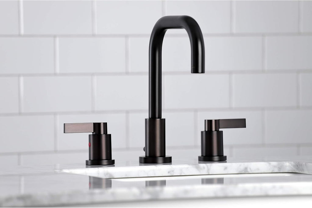 Kingston Brass FSC8935NDL NuvoFusion Widespread Bathroom Faucet with Pop-Up Drain, Oil Rubbed Bronze