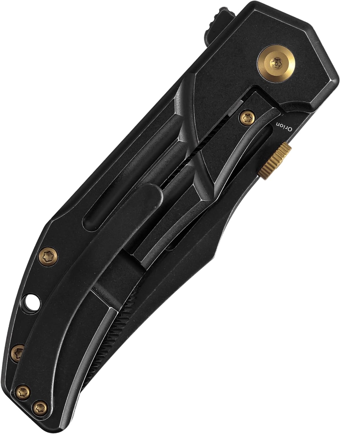 KANSEPT Orion Pocket Knife, 3.07' Blackwash S35VN Blade with Blood Groove and Black Titanium Handle Both Crafted with CNC Milling, Thumb Disk EDC Folding Knives for Camping, Hunting, Survival K1089A4
