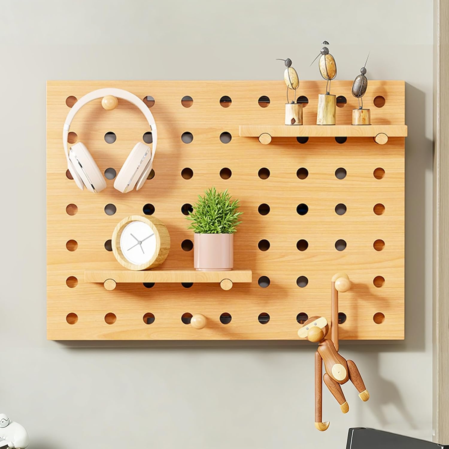 Decorative Fuse Box Covers, Wall Mounted Electrical Panel Cover, Pegboard Combination Organizer Storage, Adapts to Different Interior Styles(Wood 2,60 * 50cm/23.6 * 19.7in)