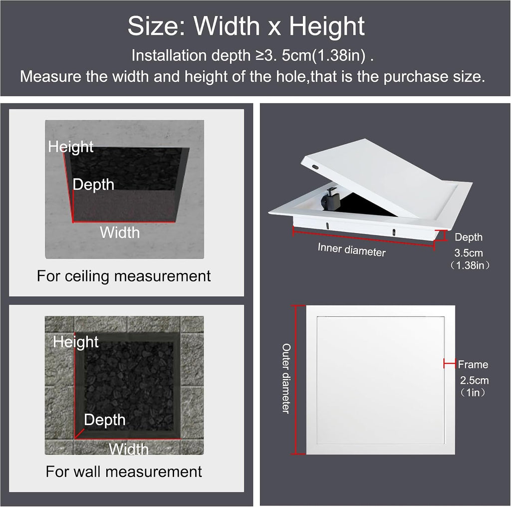 Customizable White Metal Ceiling Access Panel, 32x34in for Plumbing & Electrical Maintenance, Drywall Attic Door, Laundry Chute - Easy Access Solution