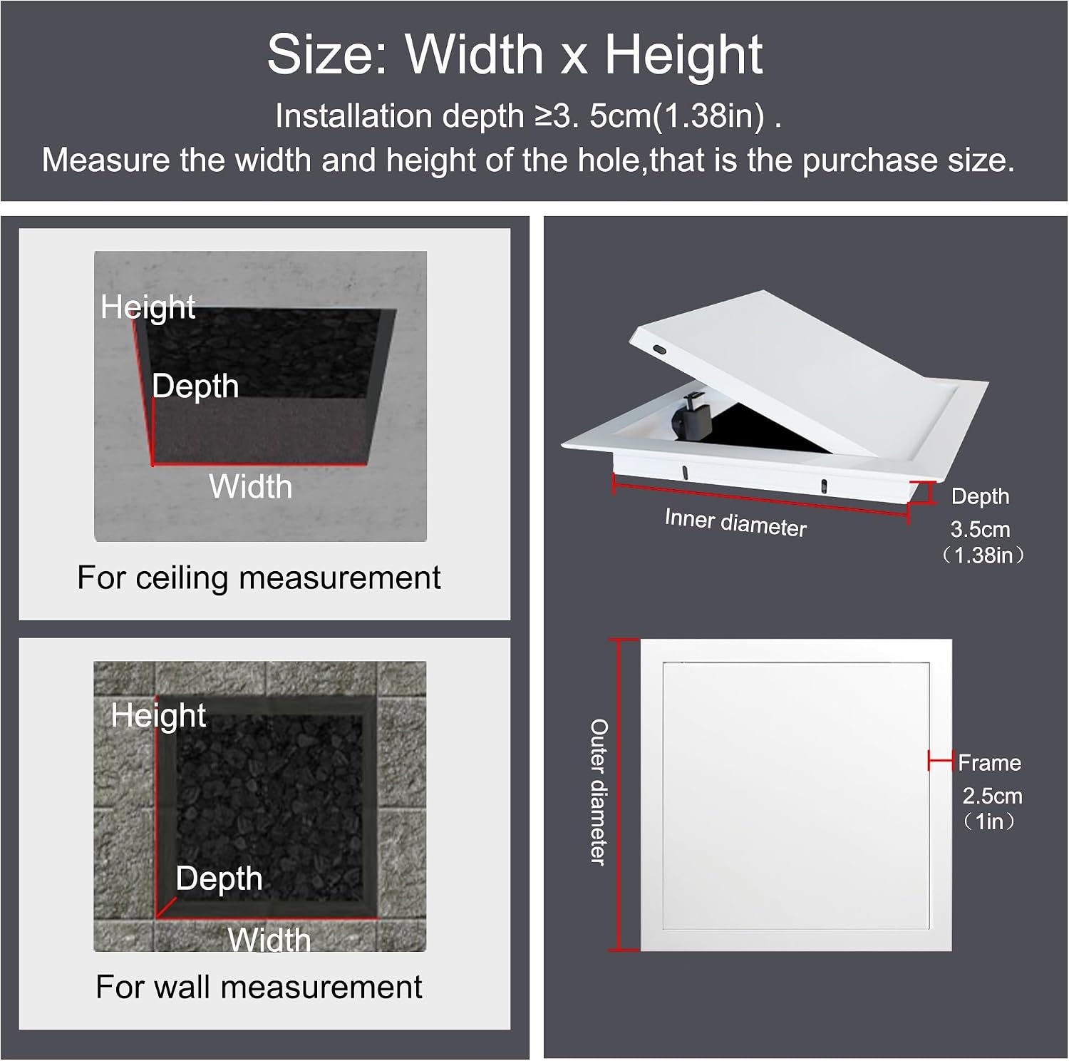 Customizable White Metal Ceiling Access Panel, 32x34in for Plumbing & Electrical Maintenance, Drywall Attic Door, Laundry Chute - Easy Access Solution