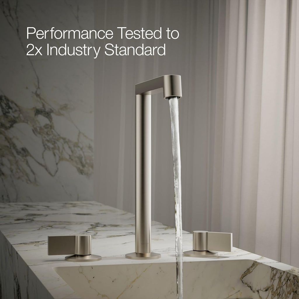 KOHLER K-23887-BN Components® Bathroom Sink Faucet Spout, Row Design, 1.2 GPM, Premium Durable Metal, Corrosion Resistant, Vibrant Brushed Nickel