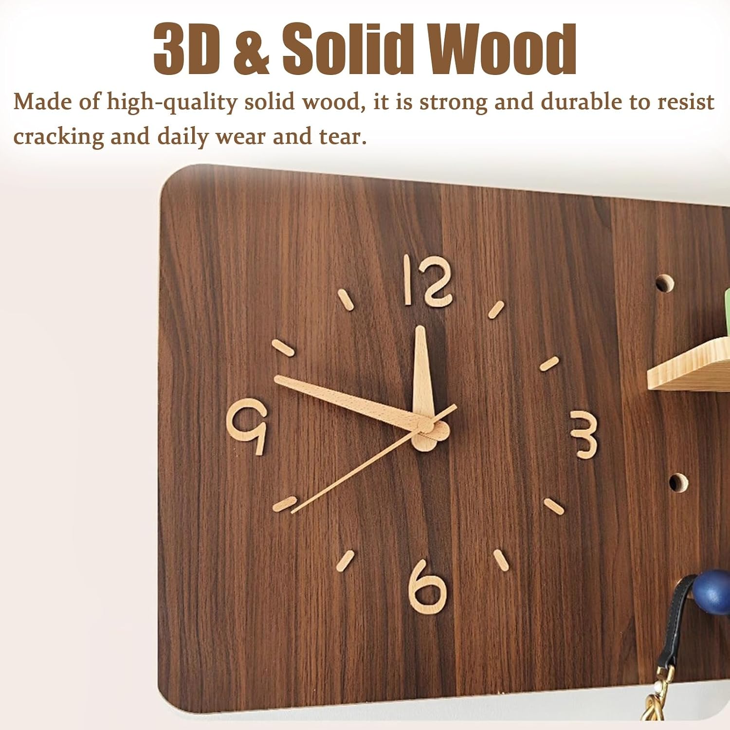 Electrical Panel Cover Solid Wood Circuit Breaker Box Cover Household, Electrical Panel Cover with Clock & Hook, Creative Power Distribution Box Protective Lid(White,W40 x L50 cm (15.8 x 19.7 in))