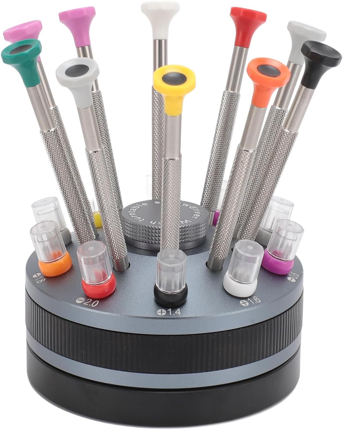10pcs Watchmaker Screwdriver Set with 20 Extra Replace Heads, Precision Screwdriver Kit for Jewelers, Different Sizes Flat and Cross Heads for Watch Repair, Eyeglasses, Jewelry Mak (Grey)