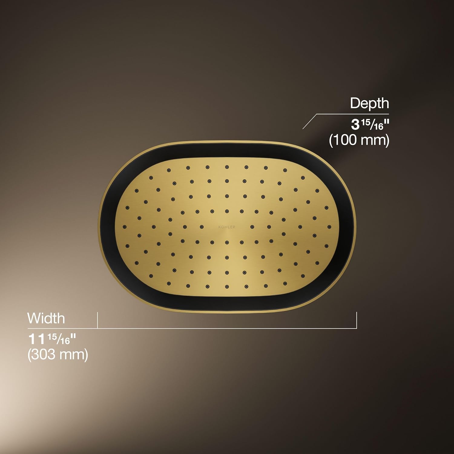 Kohler 26293-G-2MB Statement® Oblong 12' single-function rainhead, 1.75 gpm, Vibrant Brushed Moderne Brass