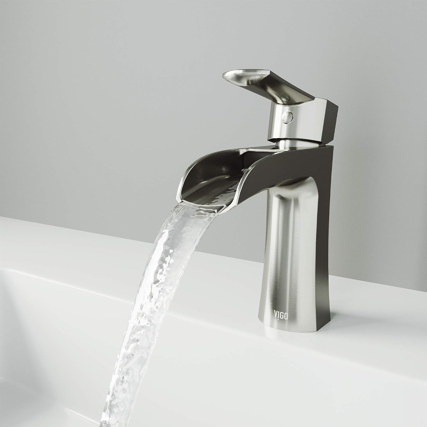 VIGO Paloma Waterfall Single-Handle Single-Hole Mount Bathroom Sink Faucet, 7-Inch, Brushed Nickel, Modern Design, Solid Brass, 1.2 GPM WaterSense & Ceramic Disc Valve, Corrosion-Resistant - VG01041BN