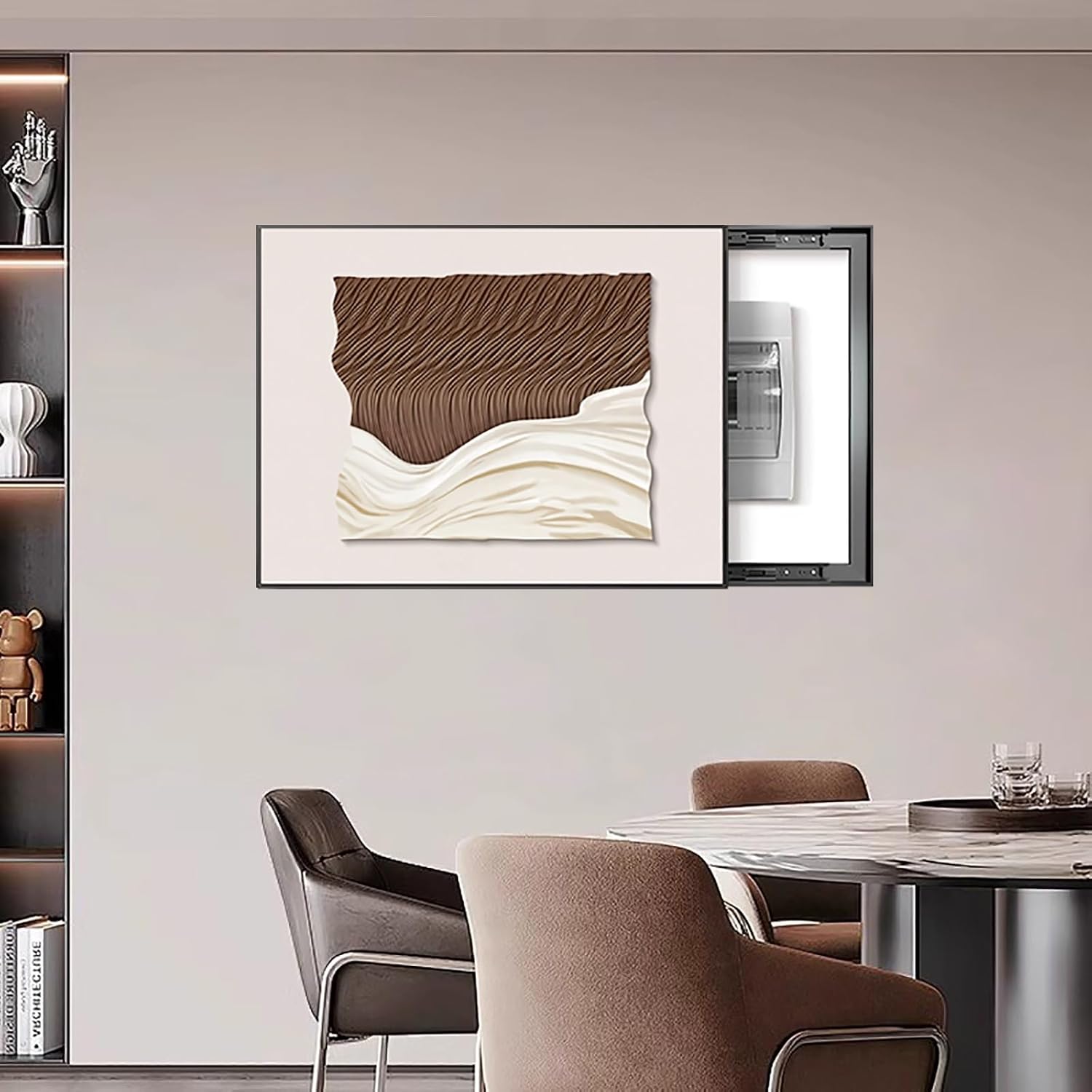 Circuit Breaker Box Cover, Electrical Panel Cover, Hanging Electric Meter Box Art Hide Decorative Paintings, Suitable for Living Rooms, Hotel(White 2,70 * 50cm/27.5 * 19.7in)
