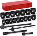 CASOMAN 21-Piece 1' Drive Jumbo Impact Socket Set, 6-Point, Shallow Large Socket Set, SAE (1-5/8' to 3-1/8'), Includes Extension Bars, Ratchet, CR-MO Steel
