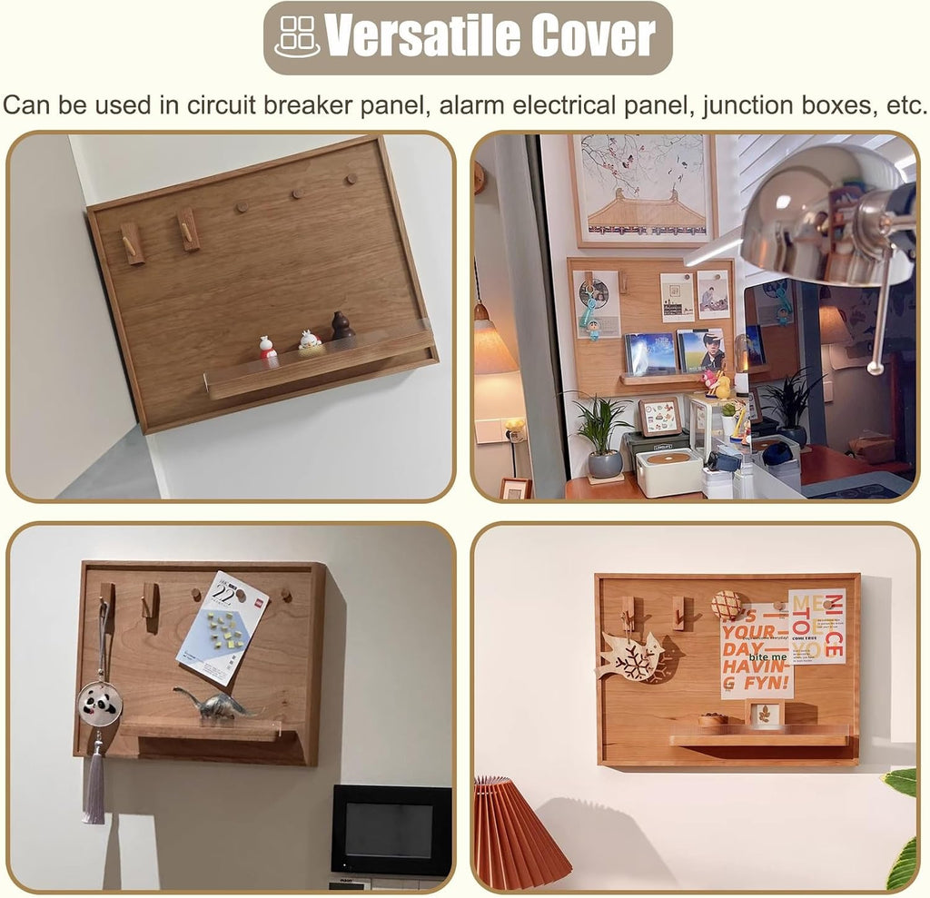 Wooden Meter Box Cover Indoor, Magnetic Circuit Breaker Box Cover for Decorative Wall, Shelf Electrical Panel Cover for Consumer Distribution Box(Walnut,40x50cm(15 3/4x19 3/4'))