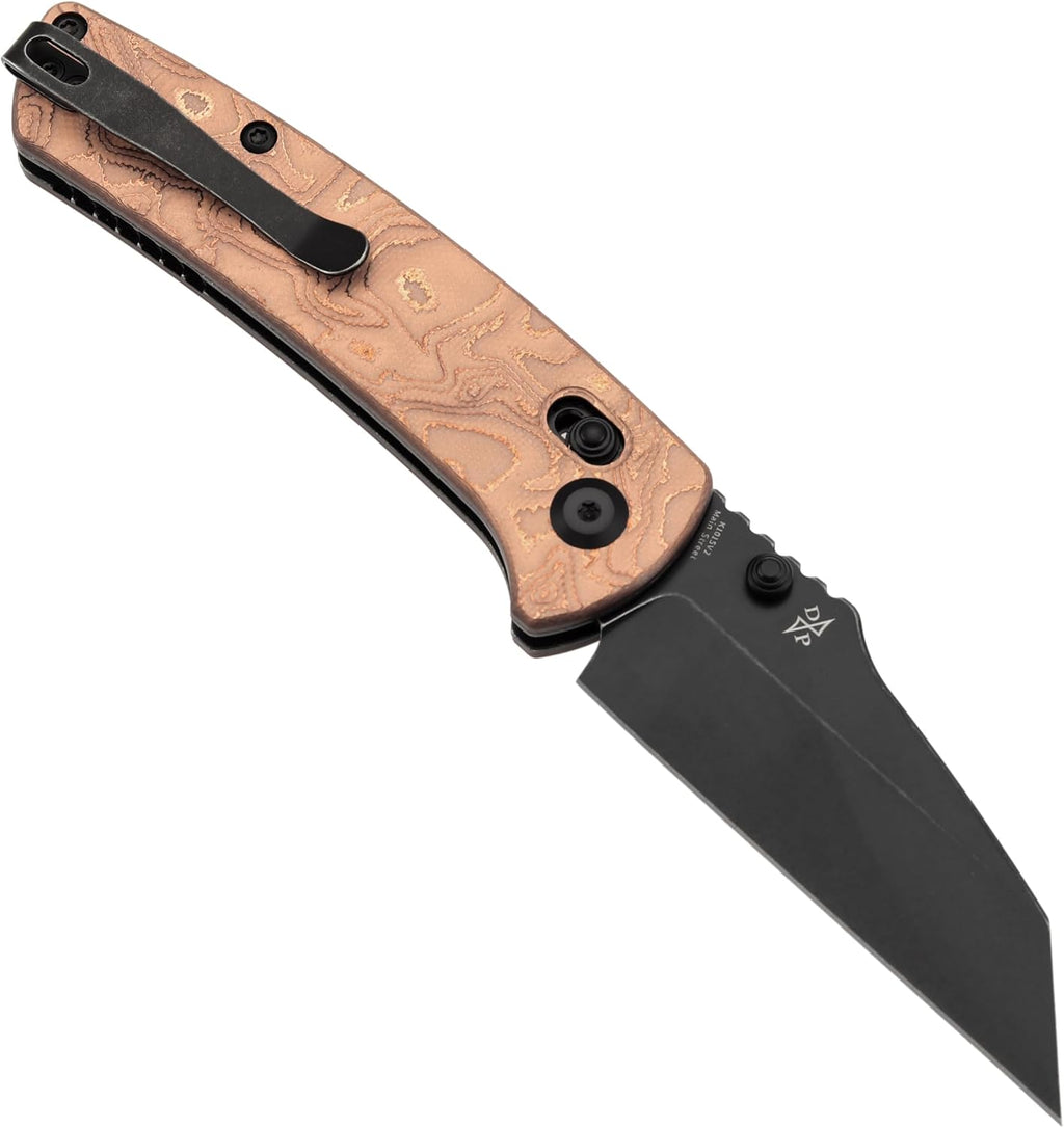 KANSEPT Elite Main Street Pocket Knife, 3.36''Blackwash CPM S35VN Tanto Blade, Pure Copper + G10 Handle with Axis Lock and Thumb Stud,Clip for EDC, Men Gift Camping Survival Folding knives K1015V2