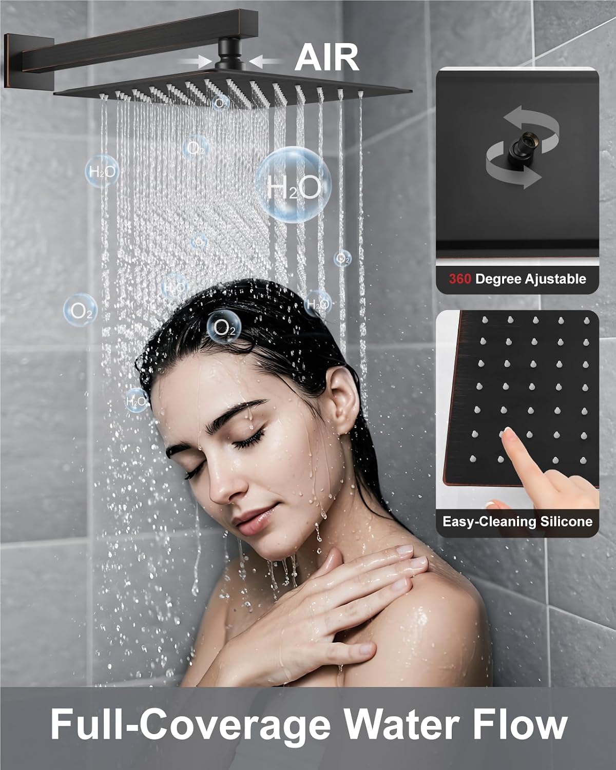 Aolemi Shower Faucet Set, High Pressure Shower System with 2-in-1 Handheld Sprayer, Wall Mount Fixture Combo with Rough-in Valve, 12 Inch Shower Head, Oil Rubbed Bronze