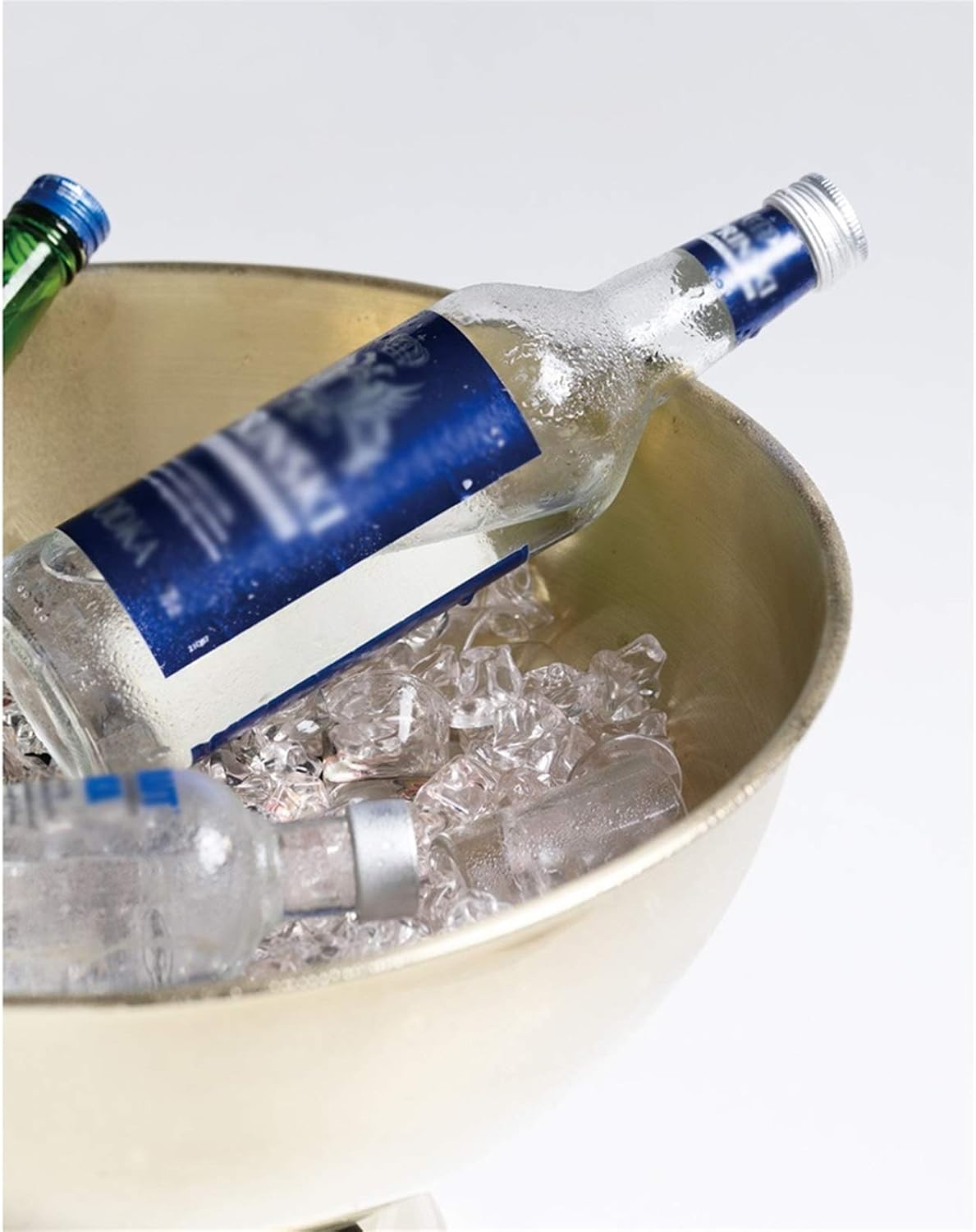 Ice Bucket Round Champagne and Wine Beer Tub - Stainless Steel - Large Suitable for Family Bar Dance Drink Cooler for Parties(Gold)