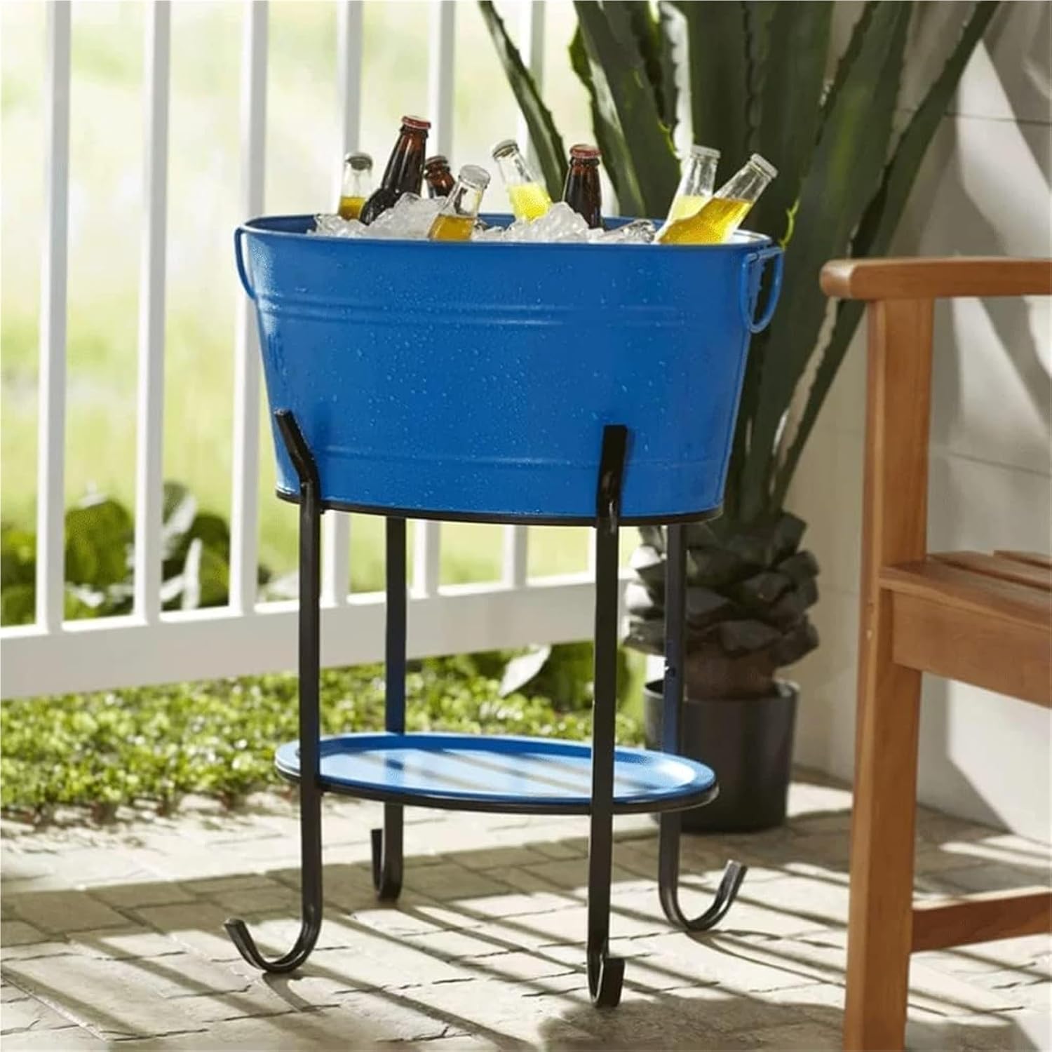 Ice Bucket with Stand， Drink Cooler with Stand and Tray for Parties and Bar