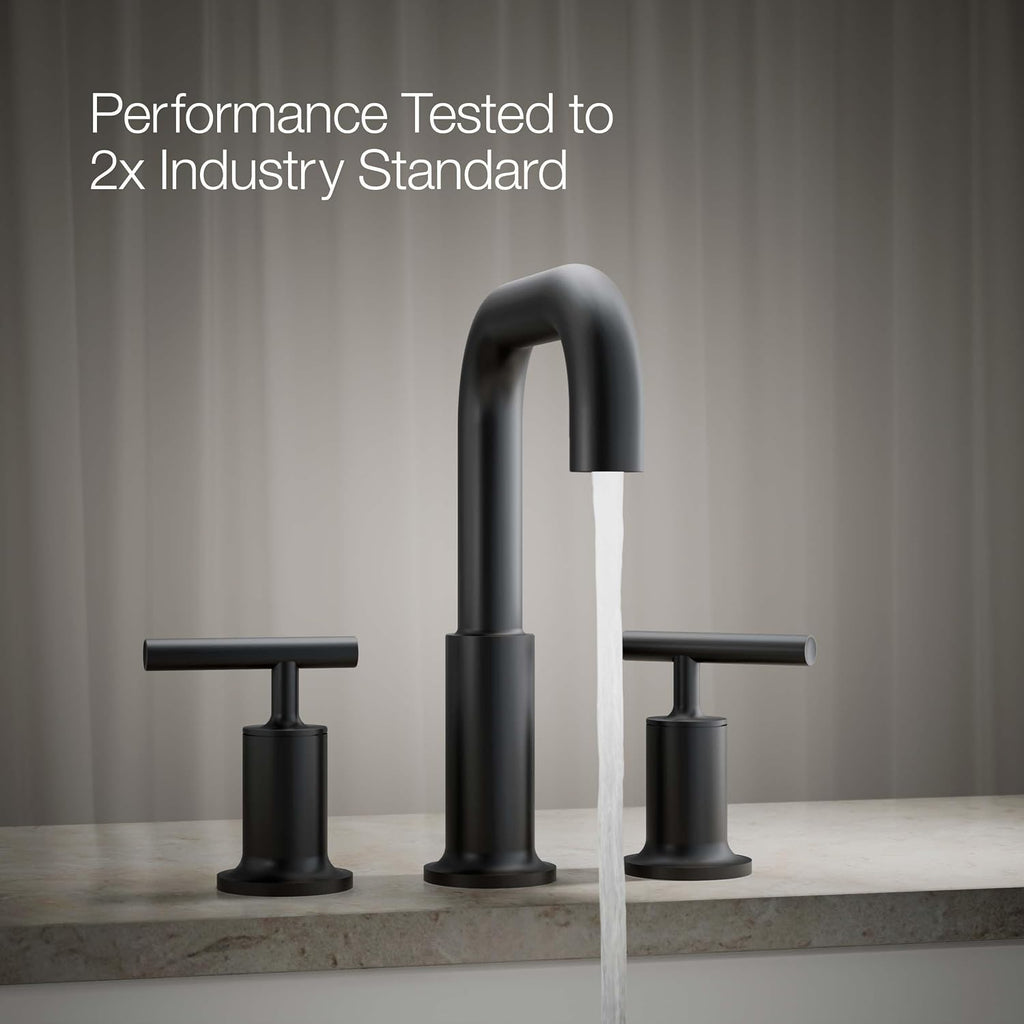 Kohler T14428-4-BL Purist Deck-Mount High-Flow Bath Faucet Trim with Lever Handles, Valve Not Included, Matte Black