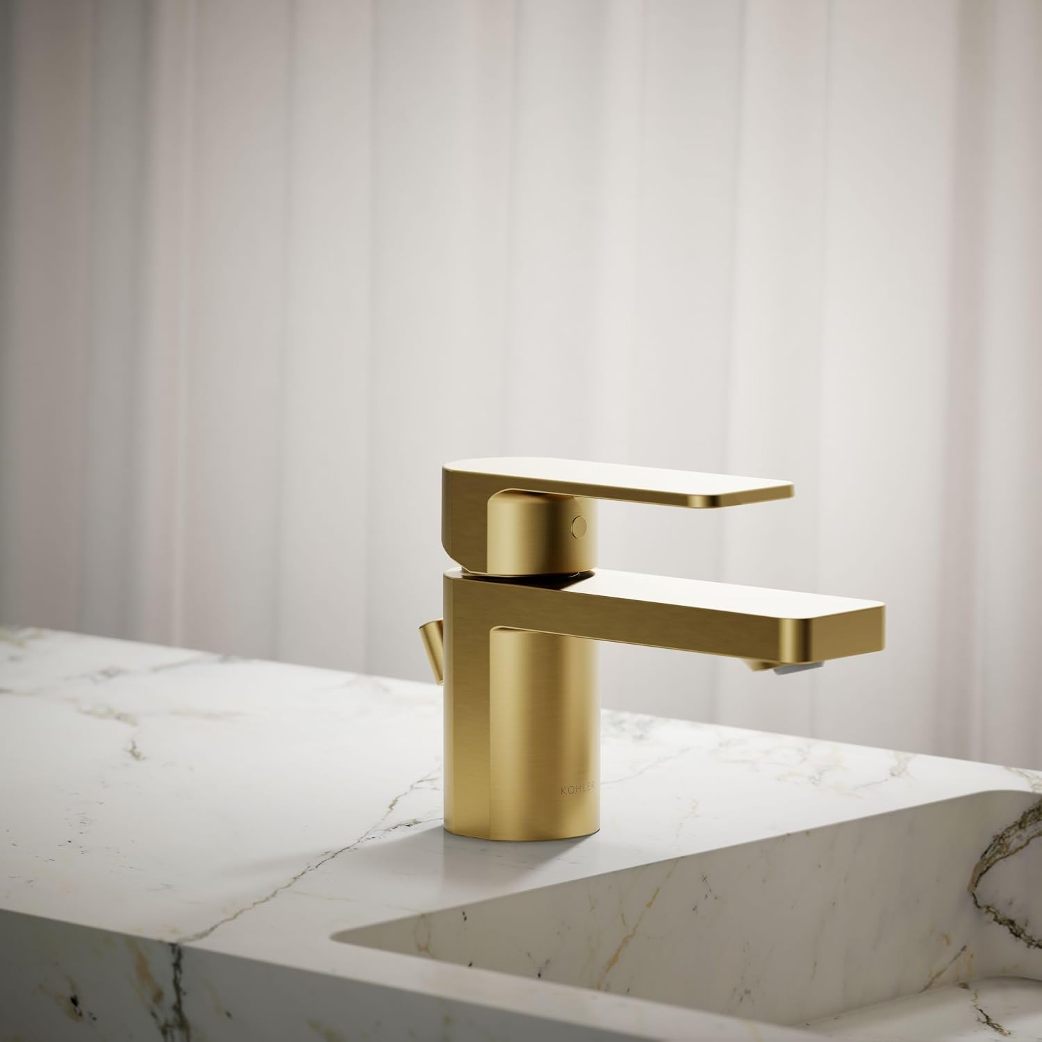 Kohler 24804-4-2MB Parallel® Low Single-Handle Bathroom Sink Faucet, 1.2 gpm, Vibrant Brushed Moderne Brass