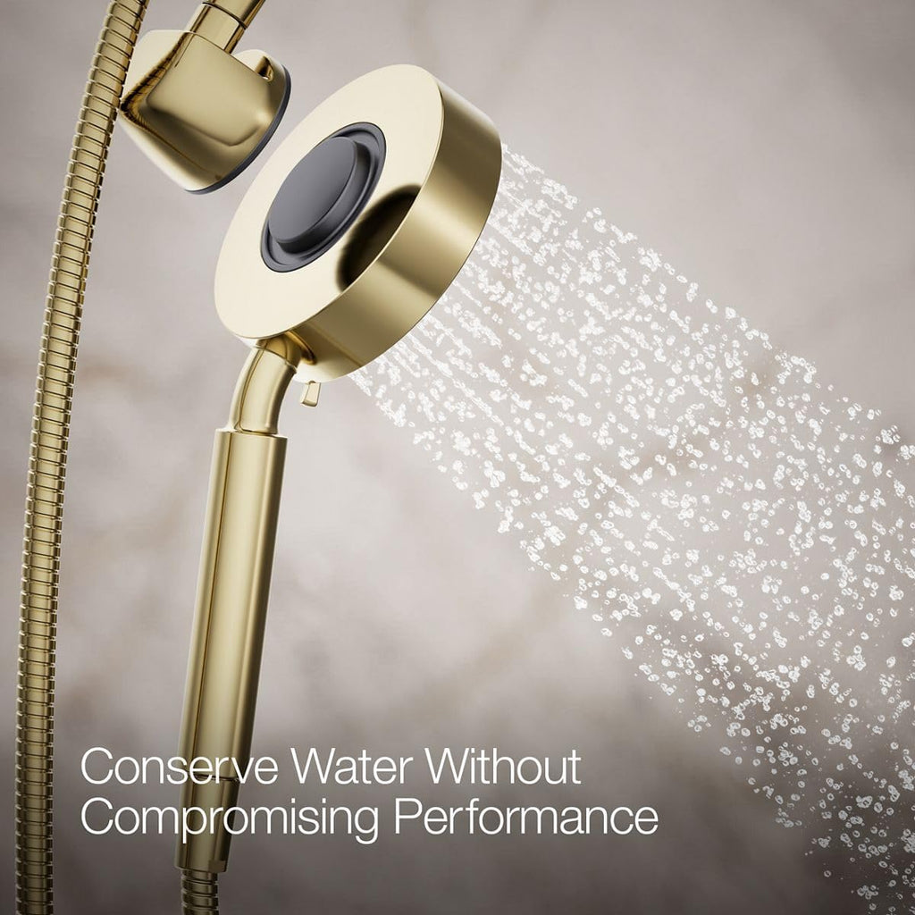 KOHLER 23219-AF Purist 2-in-1 Multi Function Shower Kit with SHOWERHEAD & HAND SHOWER with Full Coverage & Rotating Rail, Vibrant French Gold, 2.5 GPM