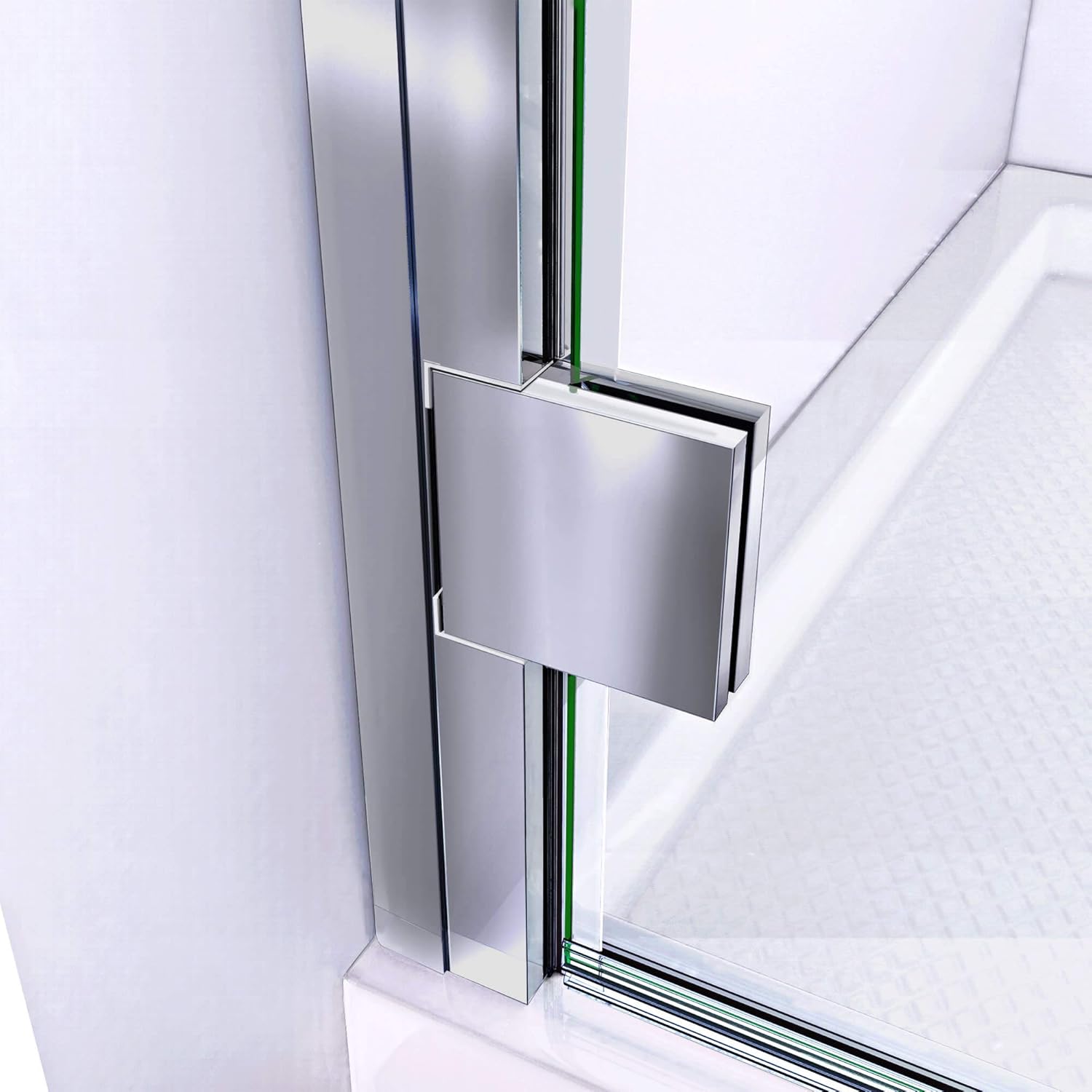 DreamLine Lumen 34 - 35 inch W x 72 inch H Semi-Frameless Hinged Shower Door in Chrome