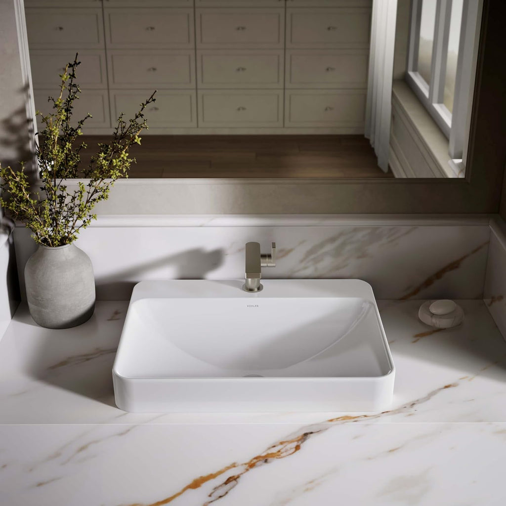 Kohler 2660-1-0 Vox Vessel Bathroom Sink with Single Faucet Hole, One Size, White