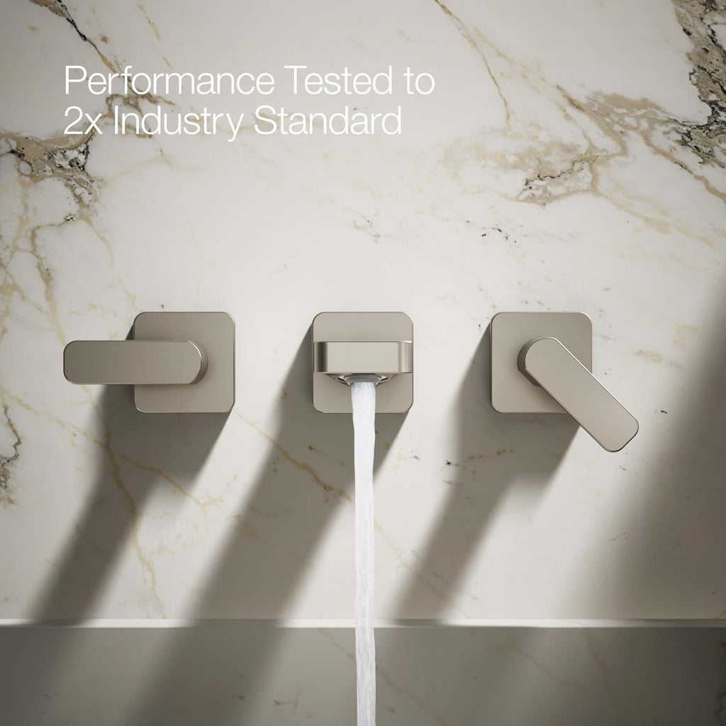KOHLER T27120-4-BN Parallel® Wall-mount bathroom sink faucet trim, Vibrant Brushed Nickel