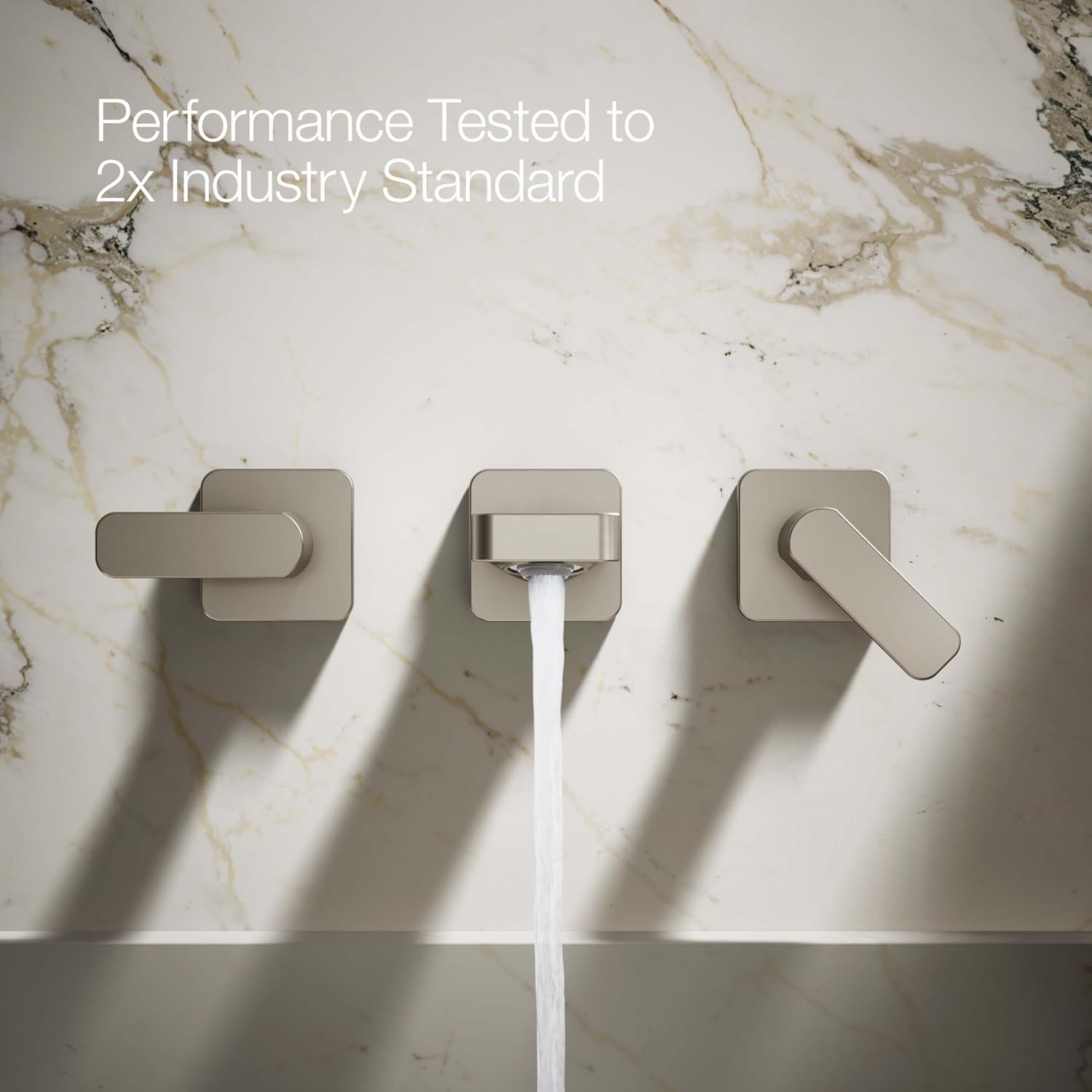 KOHLER T27120-4-BN Parallel® Wall-mount bathroom sink faucet trim, Vibrant Brushed Nickel