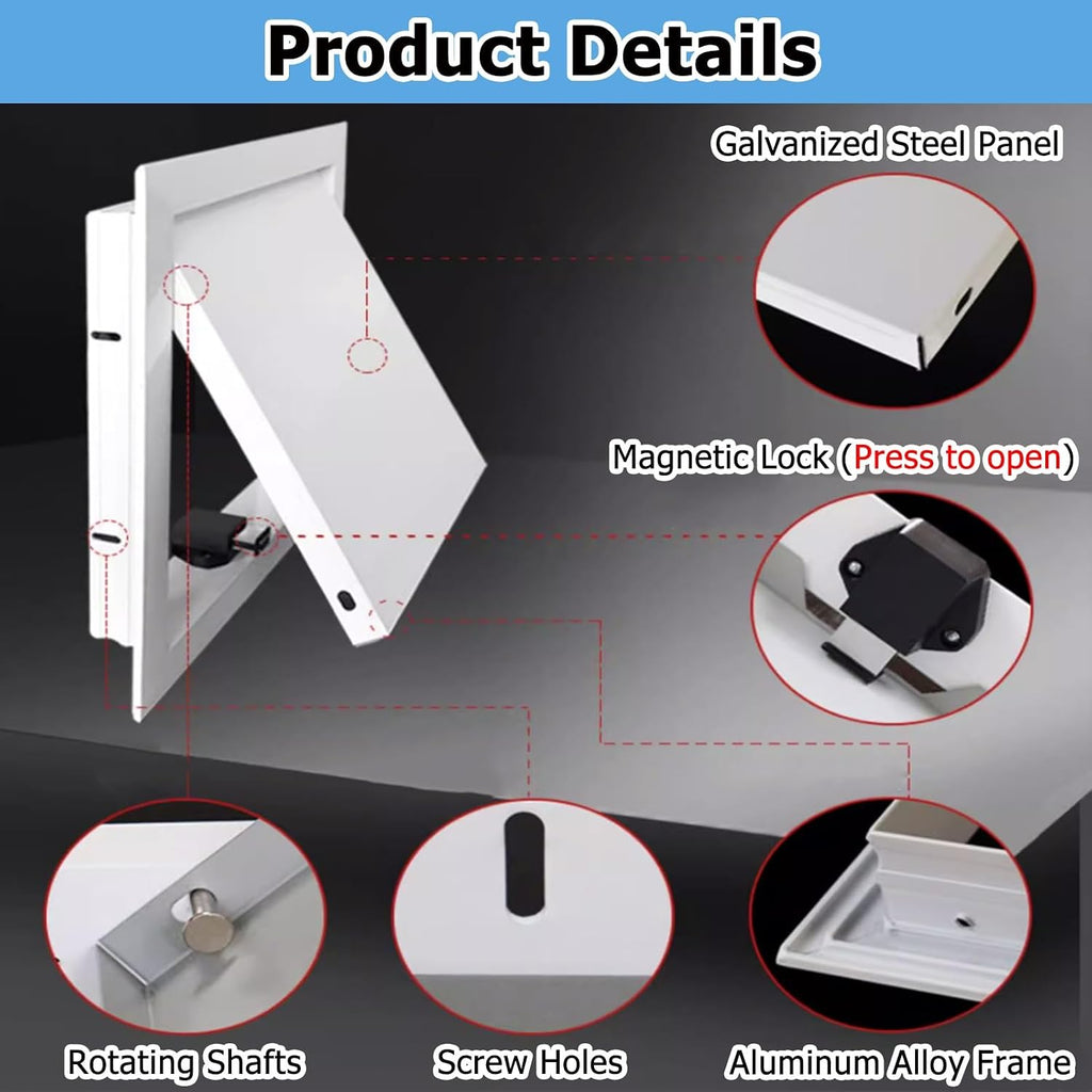 0.5 0.7 0.8 1 1.3 1.5 1.6 1.8 2ft Square Metal Access Door with 4 Screws, Plumbing Access Panel for Drywall, Small Plumbing Electrical Wall Hole Cover(Black,40x60cm/15.7x23.6inch)