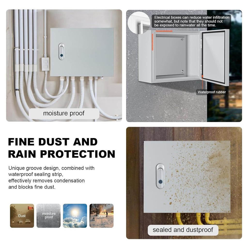 Metal Electrical Enclosure Box, Indoor&Outdoor Electrical Junction Box, Dustproof and Moisture Proof Metal Electrical Box with Safety Lock，Universal Electric Equipment Enclosure Box