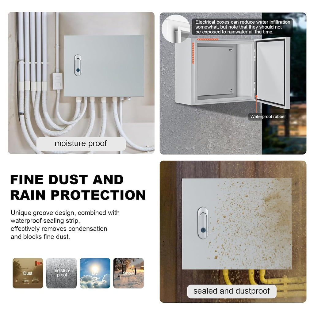 Metal Electrical Enclosure Box, Indoor&Outdoor Electrical Junction Box, Dustproof and Moisture Proof Metal Electrical Box with Safety Lock，Universal Electric Equipment Enclosure Box