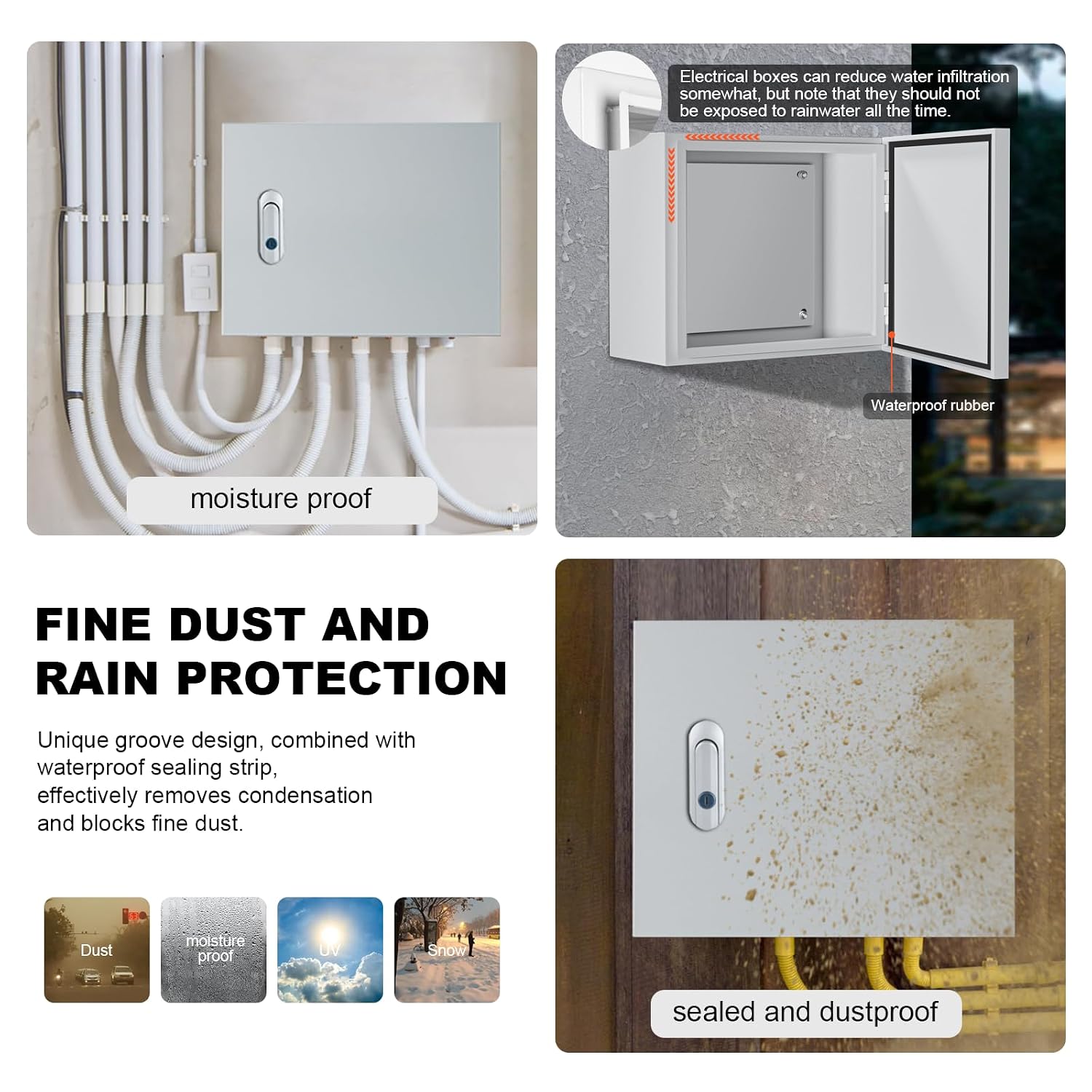Metal Electrical Enclosure Box, Indoor&Outdoor Electrical Junction Box, Dustproof and Moisture Proof Metal Electrical Box with Safety Lock，Universal Electric Equipment Enclosure Box
